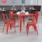 Flash Furniture Red Metal Stackable Chair with Wood Seat, PK4 4-CH-31230-RED-WD-GG - alternate 1